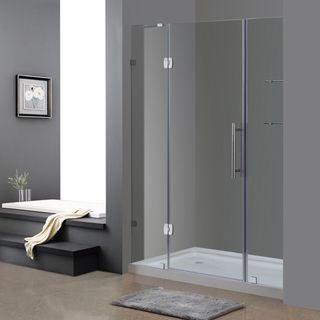 Aston 60 Frameless Chrome Hinged Shower Door with Glass Shelves and