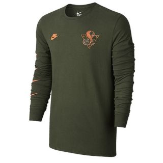 Nike S+ AM Utility Long Sleeve T Shirt   Mens   Casual   Clothing   Carbon Green/Silver