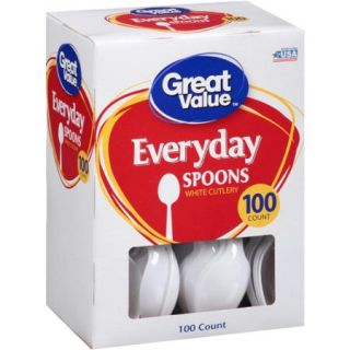 Great Value White Spoons, 100 ct