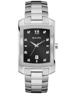 Bulova Mens Diamond Accent Stainless Steel Bracelet Watch 31mm 96D125