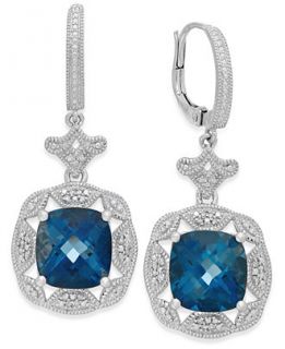 London Blue Topaz (7 ct. t.w.) and Diamond (1/7 ct. t.w.) Earrings in