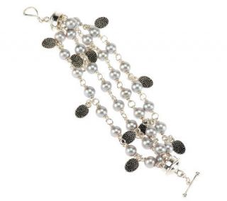Michael Dawkins Sterling Silver Cultured Pearl Multi Strand 6 3/4 Bracelet —