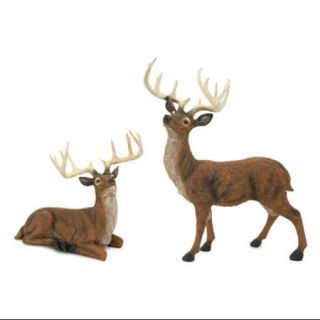 Set of 2 Decorative Rustic Deer Figurines 12.5"   20"   2 Styles