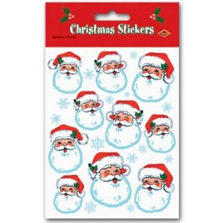 Club Pack of 48 Santa Claus Face Christmas Stickers 7.5" x 4.75"