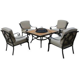The Hom Grant 5 Piece Fire Pit Seating Group with Cushions