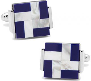 Mens Cufflinks Inc Mother of Pearl Lapis Windmill Square Cufflinks   Blue