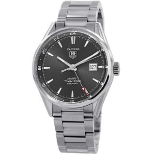 Tag Heuer Mens WAR2012.BA0723 Carrera Grey Dial Stainless Steel GMT