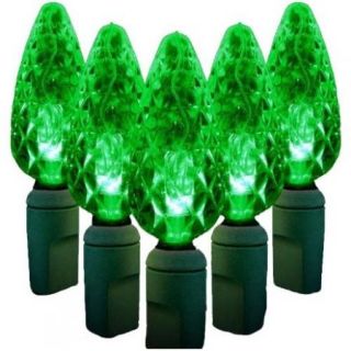 Queens of Christmas C 25C6GR 6G C6 LED Green faceted lens 25 Lights Green Wire20 Gauge6in Spacing125ft long