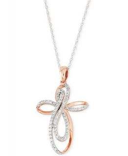 Diamond Cross Pendant in Necklace (1/3 ct. t.w.) in 10k Rose and White