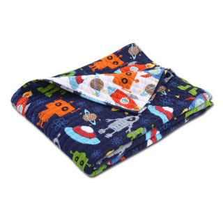 Greenland Home Fashions Robots in Space Reversible Quilted Cotton
