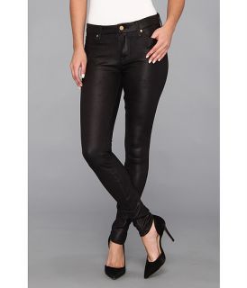 7 For All Mankind The Knee Seam Skinny W Contoured Waistband In Crackle Leather Like Black