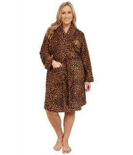 Lauren By Ralph Lauren Plus Size Folded So Soft Terry Short Robe Keene Leopard