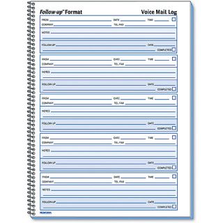 Rediform 8" x 10 5/8" Voice Mail Wire Bound Log Book, 500 Sets per Book
