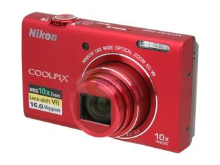 Nikon COOLPIX S6200 Red 16 MP 10X Optical Zoom Digital Camera