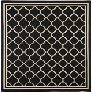 Safavieh Courtyard Black and Beige Square Indoor and Outdoor Machine Made Area Rug (Common: 7 x 7; Actual: 79 in W x 79 in L x 0.42 ft Dia)