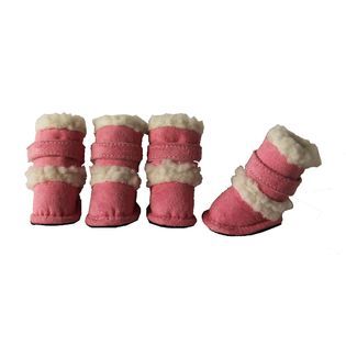 Pet Life Duggz Snuggly Shearling Boots Medium Pink