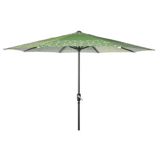 Garden Treasures Round Scrolls Green Market Umbrella with Crank (Common: 105 in; Actual: 105 in)