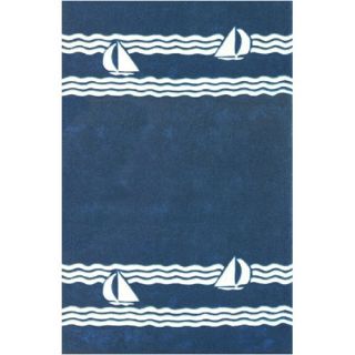 Beach Rug Navy Sailboat Novelty Rug by American Home Rug Co.