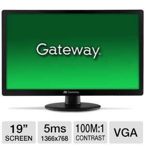 Gateway HX1853L b 19 Class LED Monitor   1366 x 768, 100000000:1 Dynamic, 700:1 Native, 5ms, VGA, Energy Star    UM.XW3AA.001