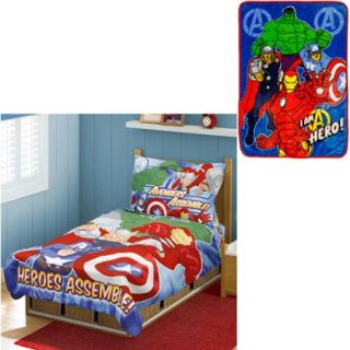 BONUS Blanket with Marvel Avengers 4pc Toddler Bedding Set