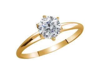 0.50 Ct Round I/J Diamond 925 Yellow Gold Plated Silver Ring