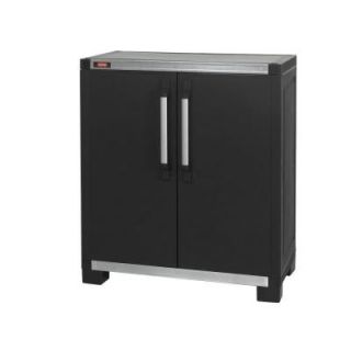 Keter Wide XL 35 in. x 39 in. Freestanding Plastic Utility Base Cabinet in Black 217875