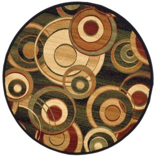Safavieh Lyndhurst Black and Multicolor Round Indoor Machine Made Area Rug (Common: 7 x 7; Actual: 84 in W x 84 in L x 0.58 ft Dia)