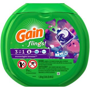 Gain Gain flings! Laundry Detergent Pacs, Moonlight Breeze, 57 count