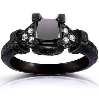 Annello 14K Black Gold 1 1/8ct TDW Black and White Diamond Ring (G H