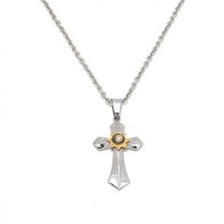 Michael Anthony Jewelry® 2 Tone Nativity Stone Stainless Steel Cross Pendan   7890010