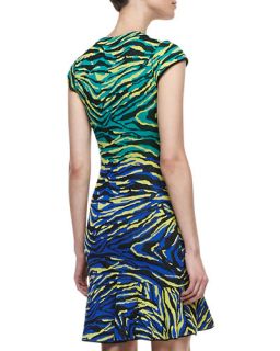 M Missoni Cap Sleeve Zebra Jacquard Dress, Multicolor