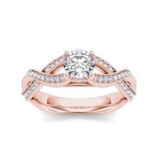 De Couer 14k Rose Gold 1 1/5ct TDW Diamond Engagement Ring (H I, I2