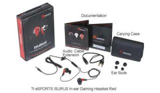 ThermalTake HT ISU005EBRE ISURUS In ear Headphones   In line Microphone, 13.5mm Driver, Premium Bass, Red