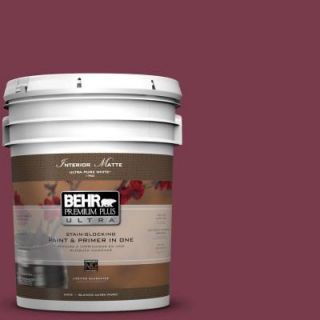 BEHR Premium Plus Ultra 5 gal. #BIC 51 July Ruby Matte Interior Paint 175305