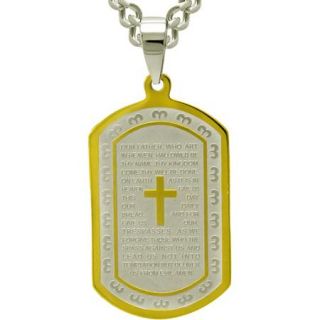 Two Tone Stainless Steel "Lord's Prayer" Pendant, 24"