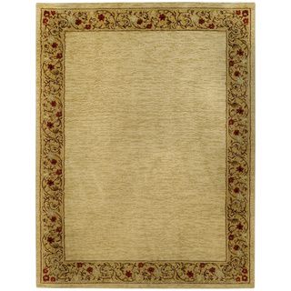 Pasha Collection Solid French Border Ivory Red 53 x 611 Area Rug