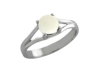 0.65 Ct Round White Opal 14K White Gold Ring
