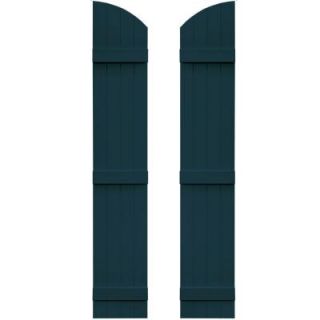 Builders Edge 14 in. x 77 in. Board N Batten Shutters Pair, 4 Boards Joined with Arch Top #166 Midnight Blue 090140077166