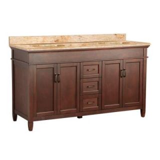 Ashburn 61 in. W x 22 in. D Double Basin Vanity in Mahogany with Cast Polymers Vanity Top in Tuscan Sun ASGASETS6122D