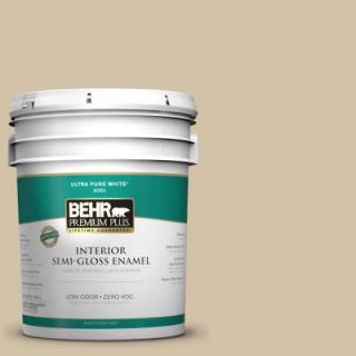 BEHR Premium Plus 5 gal. #740C 3 Oat Straw Zero VOC Semi Gloss Enamel Interior Paint 340005