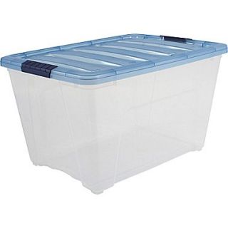 IRIS 54 Quart Stack & Pull Modular Box, Clear with Navy Lid (100242)