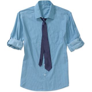 Men's Yarn Dye Pattern Roll up Sleeve shirt with Tie