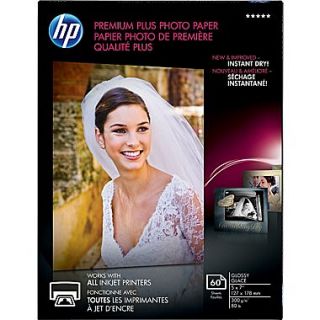 HP Premium Plus Photo Paper, 5 x 7, Glossy, 60/Pack