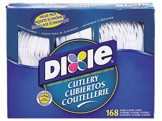 Dixie CM168 Heavy Duty Combo Pack, Tray w/Plastic Forks, Knives, Spoons, WE, 168 Pieces/Pack