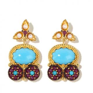Jewels of Istanbul Turquoise and Multigemstone Gold Plated Sterling Silver Earr   7980172