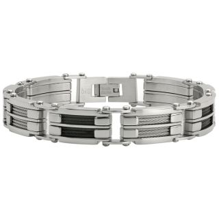 Mens Stainless Steel Two tone Cable Inlay Bracelet   16129492