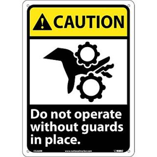 Caution, Do Not Operate Without Guards In Place (W/Graphic), 14X10, Rigid Plastic