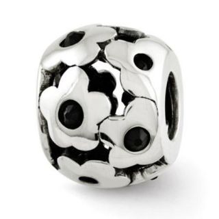 Sterling Silver Reflections Black Elements Flowers Bead