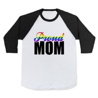 White/Black Proud Mom Baseball Funny Graphic Novelty T Shirt (Size XXL) NEW