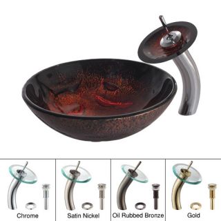 Kraus Lava Glass Vessel Sink and Waterfall Faucet